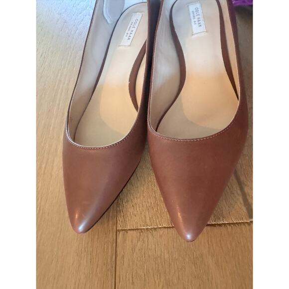 Women's Cole Haan Vesta Shoes Sz 6.5 C Width Brown Leather Pointy Toe Flat Sz - Picture 5 of 7